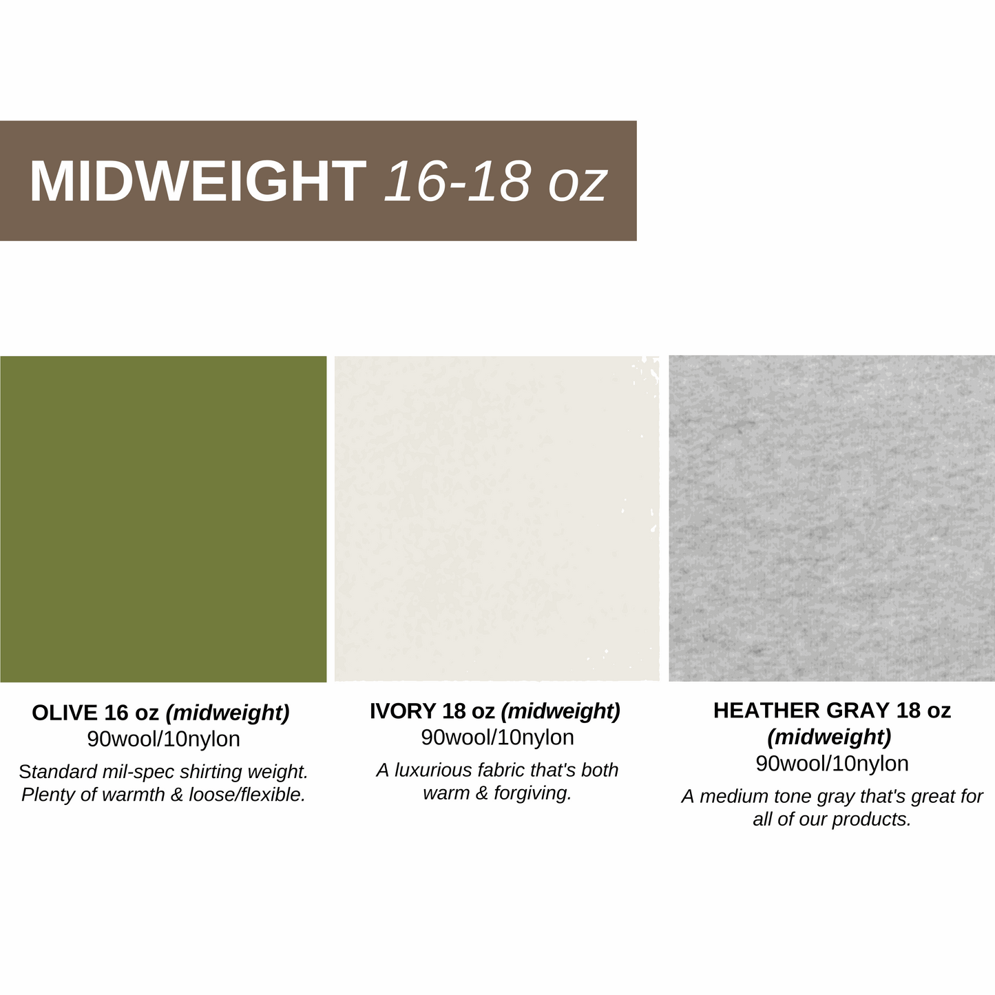 Cutweather Wool Colors & Patterns