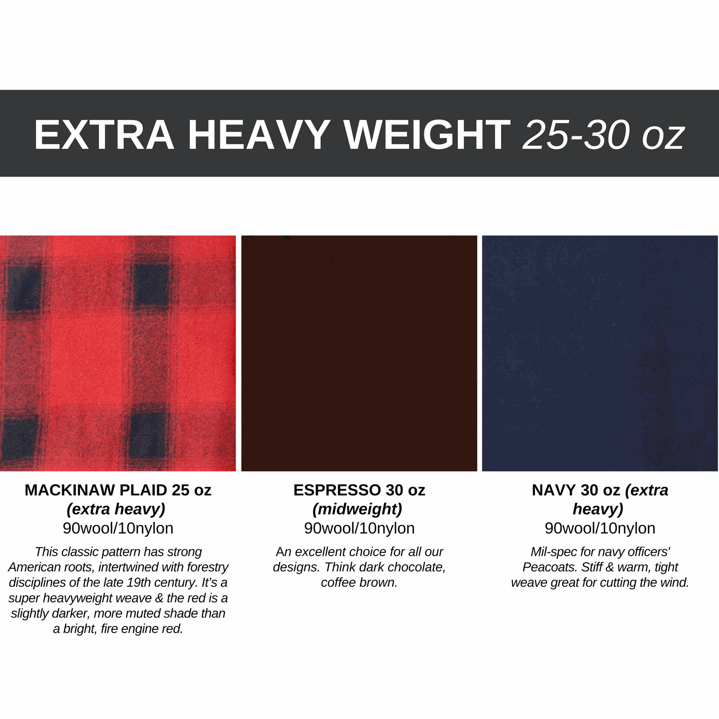Cutweather Wool Colors & Patterns